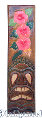 Wooden Tiki Wall Decoration, Hand Carved From Albesia Wood