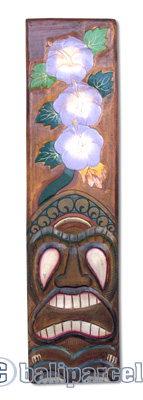 Wooden Tiki Wall Decoration, Hand Carved From Albesia Wood