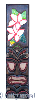Wooden Tiki Wall Decoration, Hand Carved From Albesia Wood