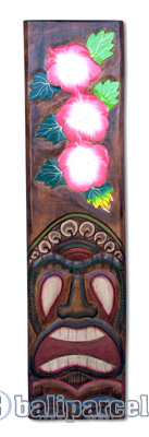 Wooden Tiki Wall Decoration, Hand Carved From Albesia Wood