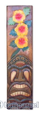 Wooden Tiki Wall Decoration, Hand Carved From Albesia Wood
