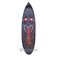Wooden Tiki Surfboard, Hand Carved From Albesia Wood
