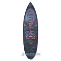 Wooden Tiki Surfboard, Hand Carved From Albesia Wood