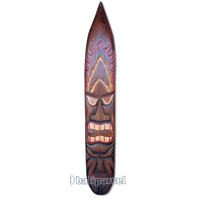 Wooden Tiki Surfboard, Hand Carved From Albesia Wood
