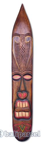 Wooden Tiki Surfboard, Hand Carved From Albesia Wood