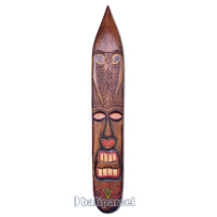 Wooden Tiki Surfboard, Hand Carved From Albesia Wood