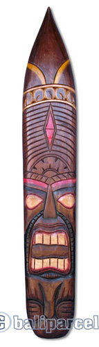 Wooden Tiki Surfboard, Hand Carved From Albesia Wood