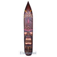 Wooden Tiki Surfboard, Hand Carved From Albesia Wood