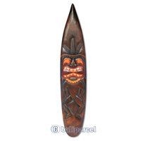 Wooden Tiki Surfboard, Hand Carved From Albesia Wood