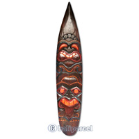 Wooden Tiki Surfboard, Hand Carved From Albesia Wood