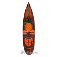 Wooden Tiki Surfboard, Hand Carved From Albesia Wood