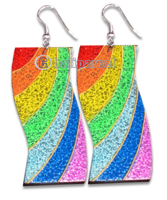 Wooden Earring With Painting, From Sono Wood