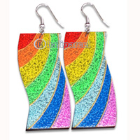 Wooden Earring With Painting, From Sono Wood