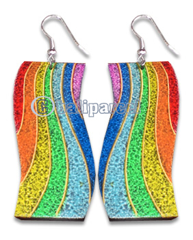 Wooden Earring With Painting, From Sono Wood