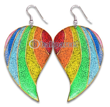 Wooden Earring With Painting, From Sono Wood