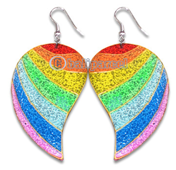 Wooden Earring With Painting, From Sono Wood