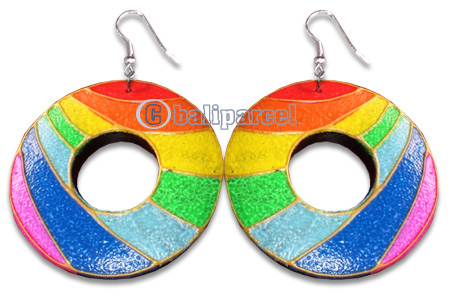 Wooden Earring With Painting, From Sono Wood