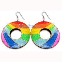 Wooden Earring With Painting, From Sono Wood