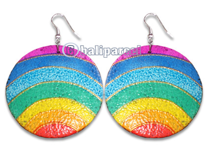 Wooden Earring With Painting, From Sono Wood