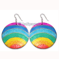 Wooden Earring With Painting, From Sono Wood