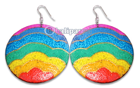 Wooden Earring With Painting, From Sono Wood
