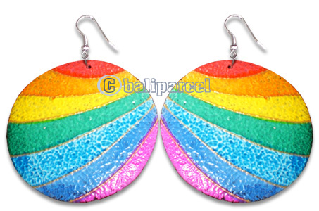 Wooden Earring With Painting, From Sono Wood