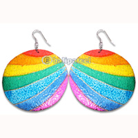Wooden Earring With Painting, From Sono Wood