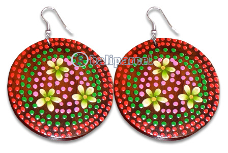 Wooden Earring With Painting, From Sono Wood