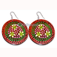 Wooden Earring With Painting, From Sono Wood