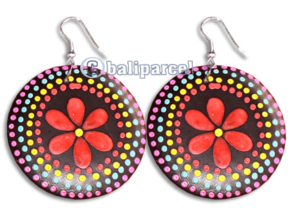 Wooden Earring With Painting, From Sono Wood