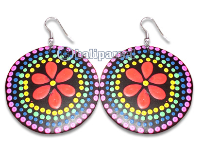 Wooden Earring With Painting, From Sono Wood