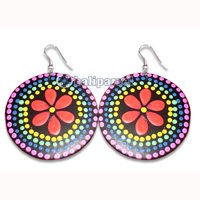 Wooden Earring With Painting, From Sono Wood