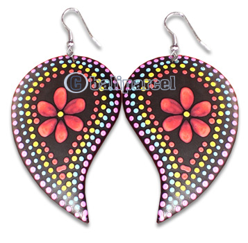 Wooden Earring With Painting, From Sono Wood