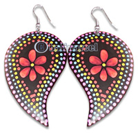 Wooden Earring With Painting, From Sono Wood