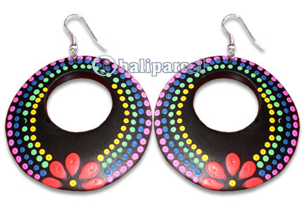 Wooden Earring With Painting, From Sono Wood