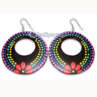 Wooden Earring With Painting, From Sono Wood