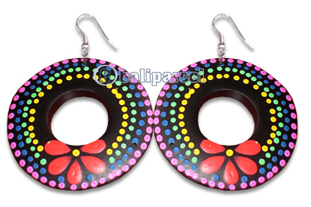 Wooden Earring With Painting, From Sono Wood