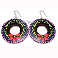 Wooden Earring With Painting, From Sono Wood