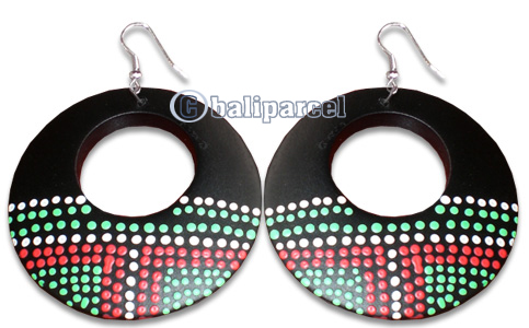 Wooden Earring With Painting, From Sono Wood