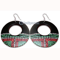 Wooden Earring With Painting, From Sono Wood