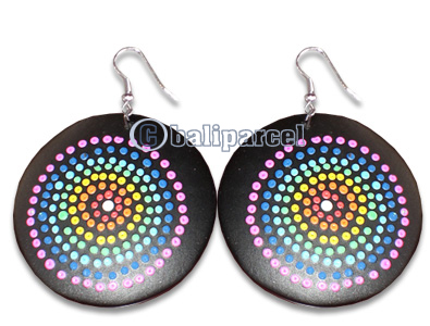 Wooden Earring With Painting, From Sono Wood