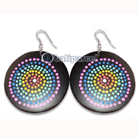 Wooden Earring With Painting, From Sono Wood