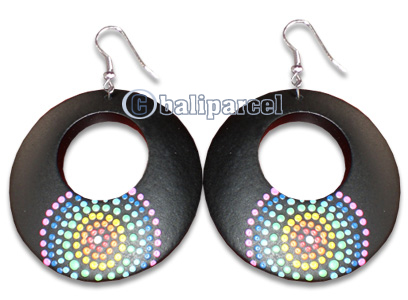Wooden Earring With Painting, From Sono Wood