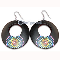 Wooden Earring With Painting, From Sono Wood