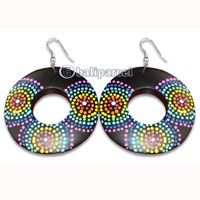 Wooden Earring With Painting, From Sono Wood