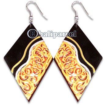Wooden Earring With Painting, From Sono Wood