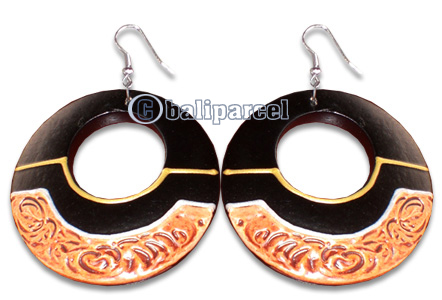 Wooden Earring With Painting, From Sono Wood