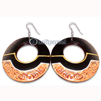 Wooden Earring With Painting, From Sono Wood