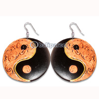 Wooden Earring With Painting, From Sono Wood