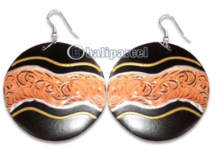 Wooden Earring With Painting, From Sono Wood